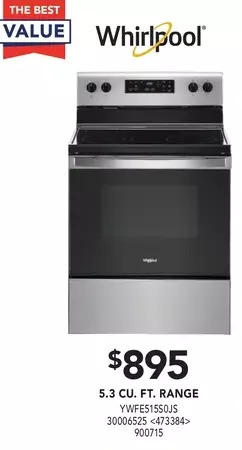 Lowe's Whirlpool 5.3 cu. ft. range offer