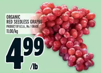 Metro Organic red seedless grapes offer