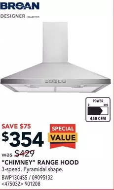 RONA Broan "chimney" range hood offer