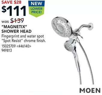 RONA Moen "magnetix" shower head offer