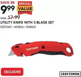 RONA Craftsman utility knife with 3-blade set offer