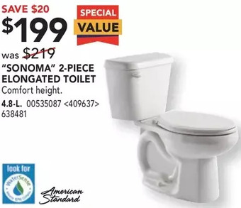 RONA "sonoma" 2-piece elongated toilet offer