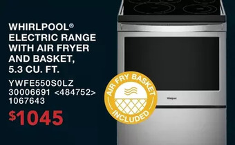 RONA Whirlpool electric range with air fryer and basket, 5.3 cu. ft. offer