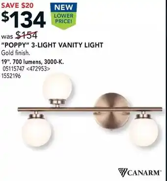 RONA "poppy"3-light vanity light offer