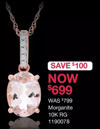 Charm Diamond 10k rose gold 18" morganite and diamond pendant offer