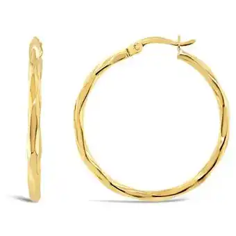 Charm Diamond 10k yellow gold 25mm twisted square tube hoops offer