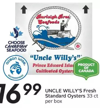 Sobeys Uncle willy's fresh standard oysters offer