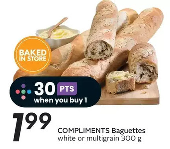 Sobeys Compliments baguettes white or multigrain offer
