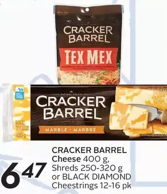 Sobeys Cracker barrel cheese, shreds or black diamond cheestrings offer