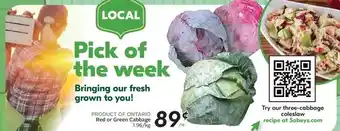 Sobeys Red or green cabbage offer