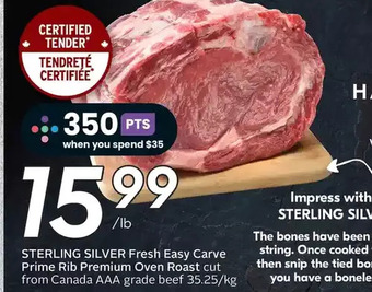 Sobeys Sterling silver fresh easy carve prime rib premium oven roast offer