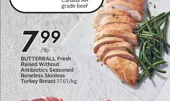 Sobeys Butterball fresh raised without antibiotics seasoned boneless skinless turkey breast offer