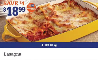 M & M Food Market Lasagna offer
