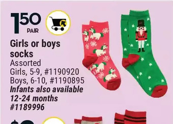 Giant Tiger Girls or boys socks offer