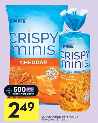 Foodland Quaker crispy minis or rice cakes offer