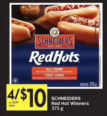 Foodland Schneiders red hot wieners offer
