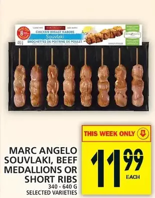 Food Basics Marc angelo souvlaki, beef medallions or short ribs offer
