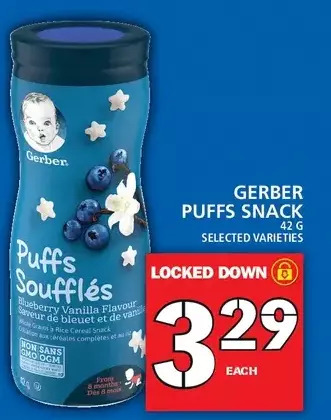 Food Basics Gerber puffs snacks offer