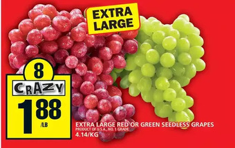 Food Basics Extra large red or green seedless grapes offer