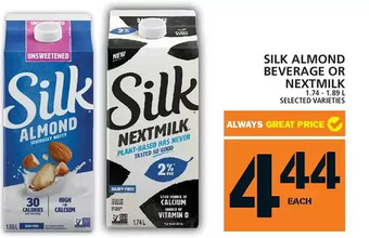 Food Basics Silk almond beverage or nextmilk offer