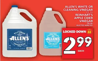 Food Basics Allen's white or cleaning vinegar | reinhart's apple cider vinegar offer