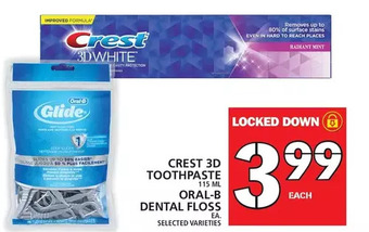 Food Basics Crest 3d toothpaste | oral-b dental floss offer