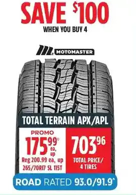 Canadian Tire Motomaster total terrain apx/apl tires offer