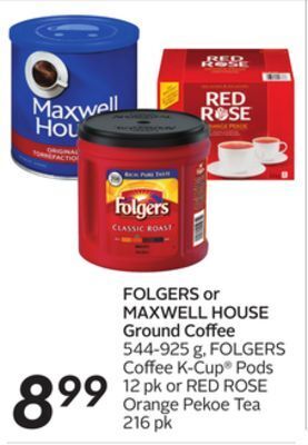 Sobeys Folgers or maxwell house ground coffee offer