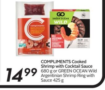 Sobeys Compliments cooked shrimp with cocktail sauce offer