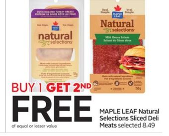 Sobeys Maple leaf natural selections sliced deli meats offer
