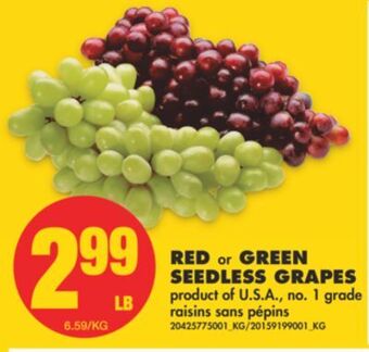 No Frills Red or green seedless grapes offer