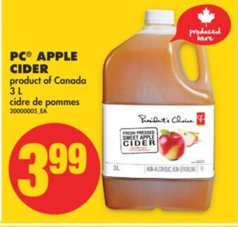 No Frills Pc® apple cider, 3 l offer