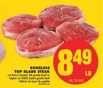 No Frills Boneless top blade steak offer