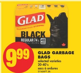 No Frills Glad garbage bags, 20-40's offer