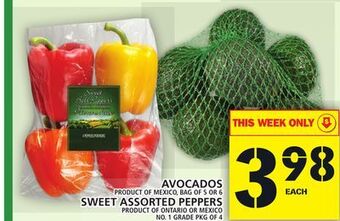 Food Basics Avocados or sweet assorted peppers offer