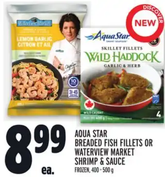 Metro Aqua star breaded fish fillets or waterview market shrimp & sauce offer