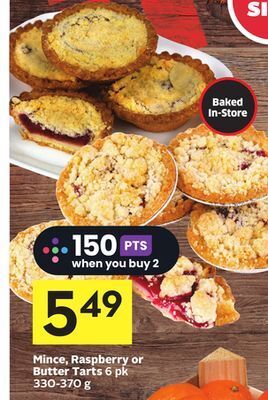 Foodland Mince, raspberry or butter tarts 6 pk 330-370 g offer