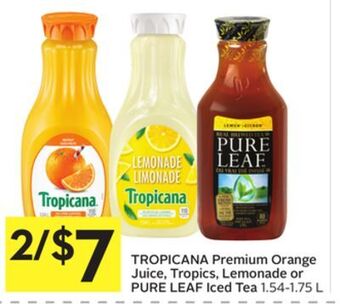 Foodland Tropicana premium orange juice, tropics, lemonade or pure leaf iced tea 1.54-1.75 l offer