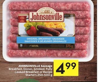 Foodland Johnsonville sausage breakfast, dinner, smoked, fully cooked breakfast or recipe starters 250-500 g offer