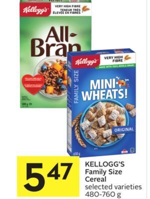 Foodland Kellogg's family size cereal selected varieties 480-760 g offer