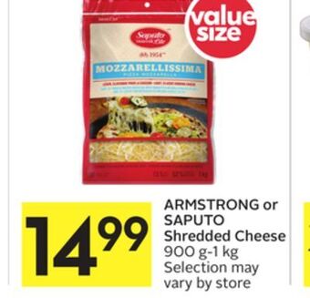 Foodland Armstrong or saputo shredded cheese 900 g - 1 kg offer