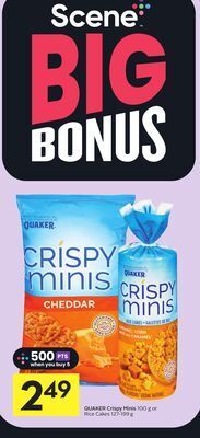 Foodland Quaker crispy minis 100 g or rice cakes 127-199 g offer