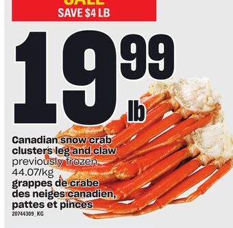 Independent Grocer Canadian snow crab clusters leg and claw offer