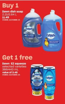 Independent Grocer Dawn dish soap, 2.21/2.64 l offer