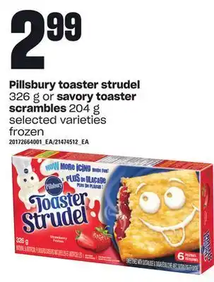 Independent Grocer Pillsbury toaster strudel 326 g or savory toaster scrambles 204 g offer