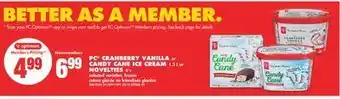 No Frills Pc® cranberry vanilla or candy cane ice cream, 1.5 l or novelties, 6's offer