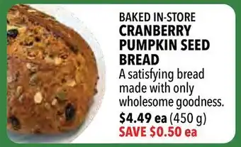 Farm Boy Cranberry pumpkin seed bread offer