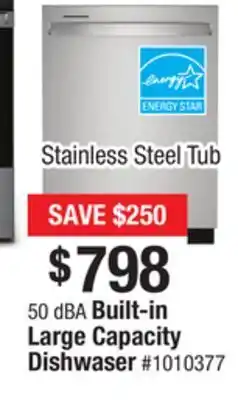 Bad Boy Superstore Whirlpool 50 dba built-in large capacity dishwaser offer