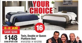 Bad Boy Superstore Twin, double or queen platform bed offer