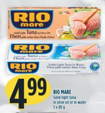 Marché Adonis Rio mare solid light tuna in olive oil or in water offer